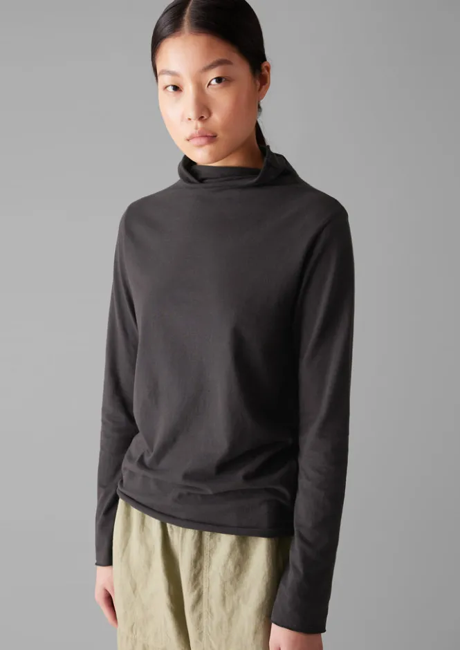 Jersey|Loungewear-TOAST High Neck Soft Cotton Tee SoftCharcoal