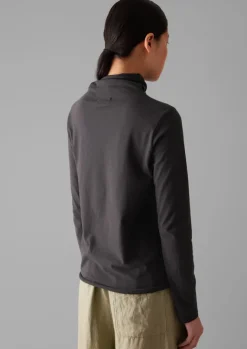Jersey|Loungewear-TOAST High Neck Soft Cotton Tee SoftCharcoal