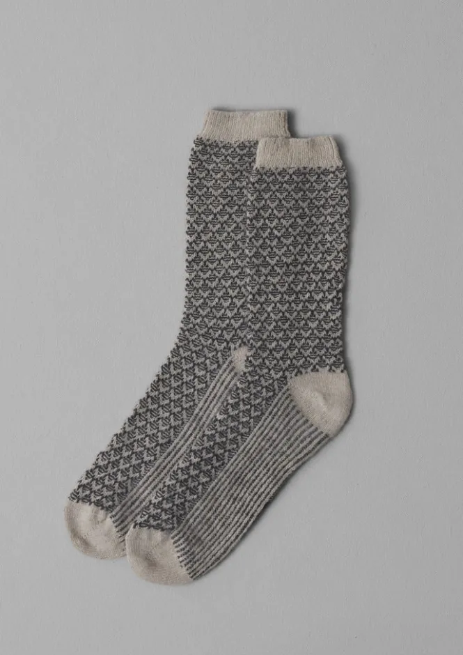 Socks-TOAST Honeycomb Jacquard Wool Socks Putty/Kohl