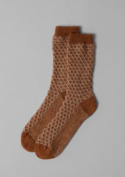 Socks-TOAST Honeycomb Jacquard Wool Socks Russet/Putty
