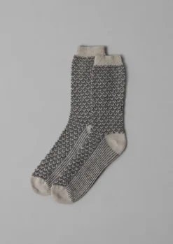 Socks & Tights-TOAST Honeycomb Stitch Wool Socks Putty/Kohl
