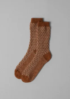 Socks & Tights-TOAST Honeycomb Stitch Wool Socks Russet/Putty