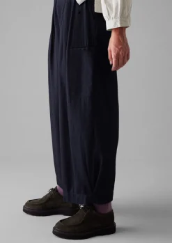 Trousers-TOAST Cotton Twill Wide Leg Trousers Indigo