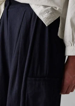 Trousers-TOAST Cotton Twill Wide Leg Trousers Indigo