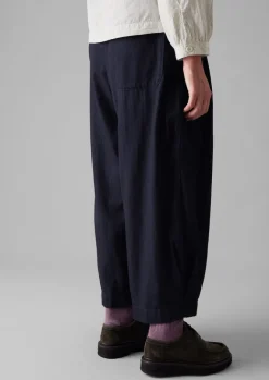 Trousers-TOAST Cotton Twill Wide Leg Trousers Indigo