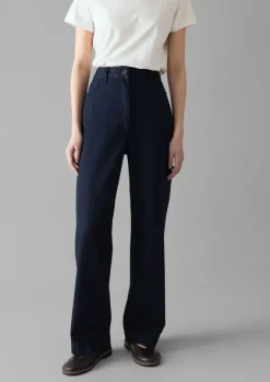 Denim|Workwear-TOAST Denim Slim Leg Trousers Indigo