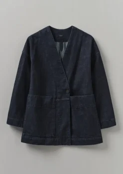 Denim|Coats & Jackets-TOAST Denim Wrap Jacket Indigo