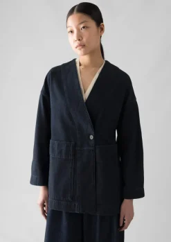 Denim|Coats & Jackets-TOAST Denim Wrap Jacket Indigo