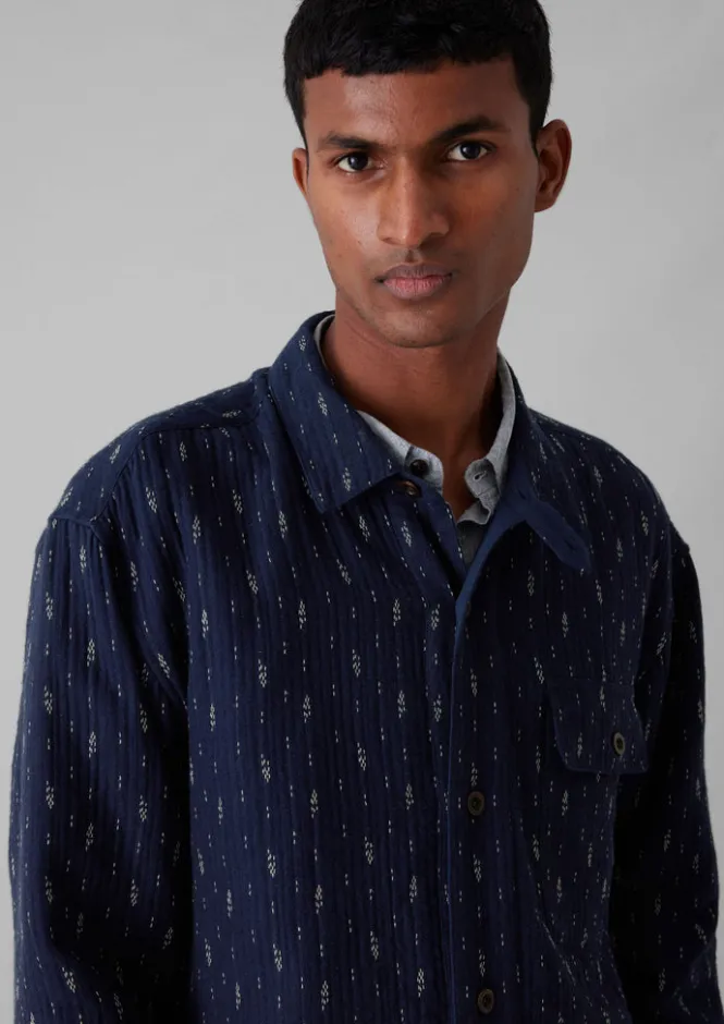 Shirts-TOAST Running Stitch Overshirt Indigo