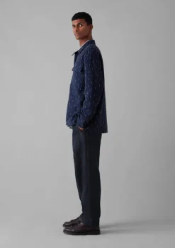 Shirts-TOAST Running Stitch Overshirt Indigo