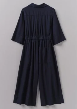 Jumpsuits|Trousers-TOAST Twill Culotte Jumpsuit Indigo