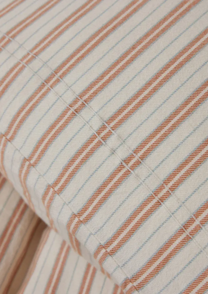 Textiles|Bed Linen-TOAST Ines Flannel Stripe Cotton Housewife Pillowcase Set Apricot/SoftBlue