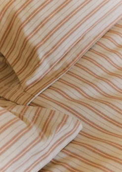 Textiles|Bed Linen-TOAST Ines Flannel Stripe Cotton Oxford Pillowcase Set Apricot/SoftBlue