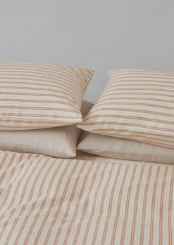 Textiles|Bed Linen-TOAST Ines Flannel Stripe Cotton Duvet Cover Apricot/SoftBlue