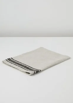 Aprons & Tea Towels-TOAST Irregular Stripe Linen Tea Towel Natural/Black