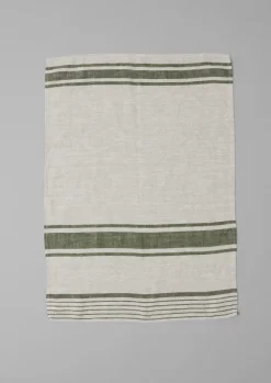 Textiles|Aprons & Tea Towels-TOAST Irregular Stripe Linen Tea Towel Natural/Forest
