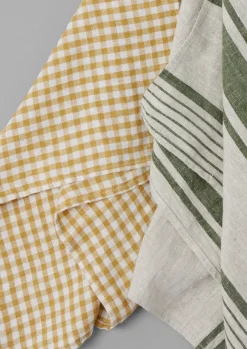 Textiles|Aprons & Tea Towels-TOAST Irregular Stripe Linen Tea Towel Natural/Forest