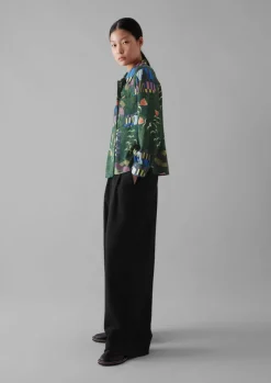Shirts|Tops & Tees-TOAST Isobel Harvey Birds Print Baya Shirt OilGreen