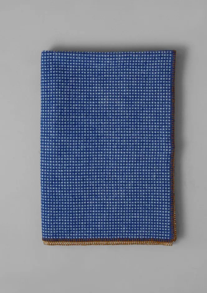 Textiles|Blankets & Throws-TOAST Jacquard Dot Wool Blanket Midnight/Ecru