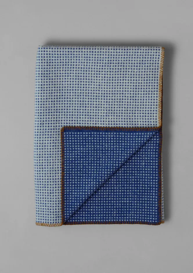 Textiles|Blankets & Throws-TOAST Jacquard Dot Wool Blanket Midnight/Ecru