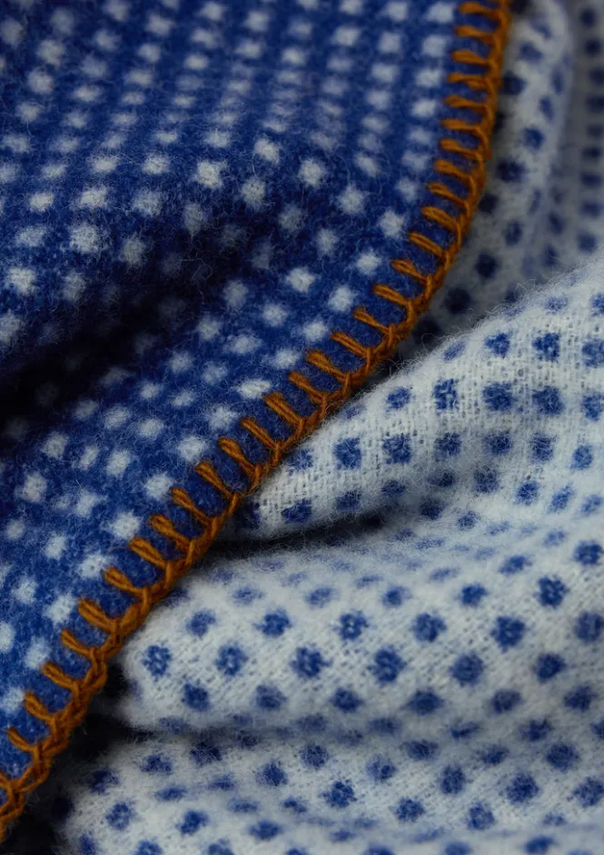 Textiles|Blankets & Throws-TOAST Jacquard Dot Wool Blanket Midnight/Ecru