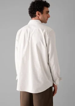 Shirts-TOAST Jet Pocket Fine Stripe Cotton Shirt Ecru/Charcoal