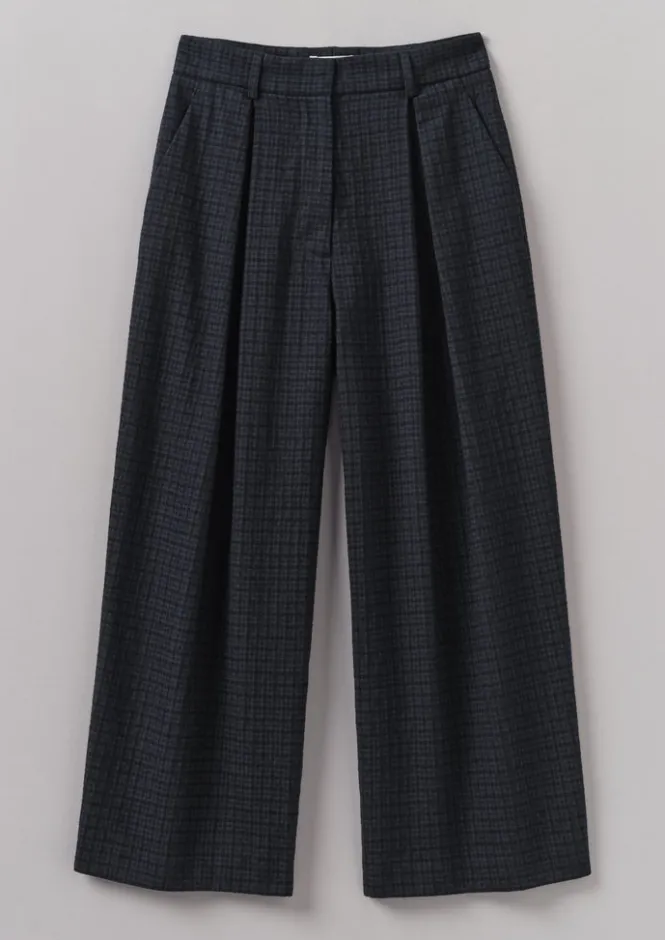 Trousers-TOAST Jude Check Wool Trousers SlateBlue