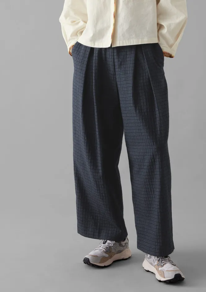 Trousers-TOAST Jude Check Wool Trousers SlateBlue