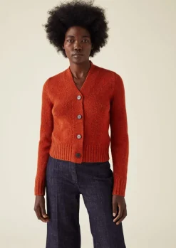 Knitwear-TOAST Kaia V-Neck Wool Cardigan Harissa