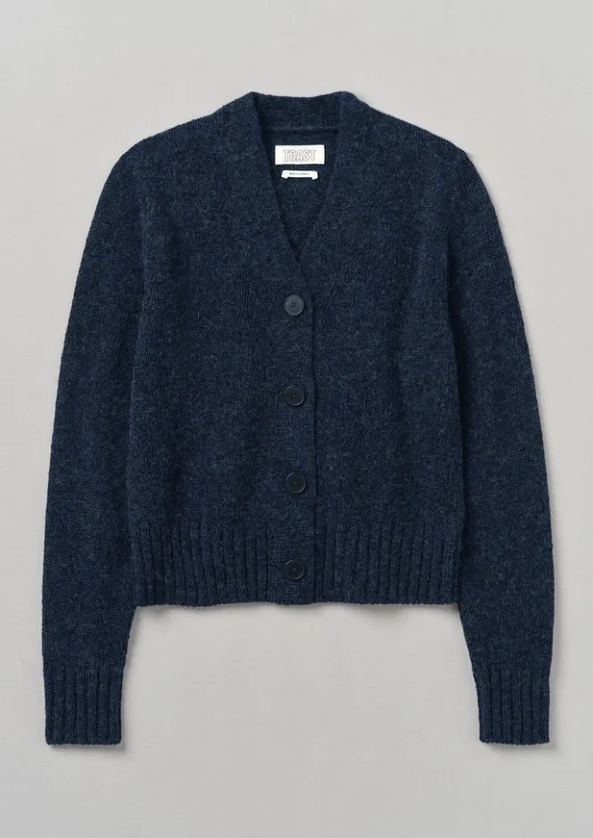Knitwear-TOAST Kaia V-Neck Wool Cardigan NavyMelange
