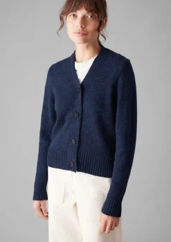 Knitwear-TOAST Kaia V-Neck Wool Cardigan NavyMelange