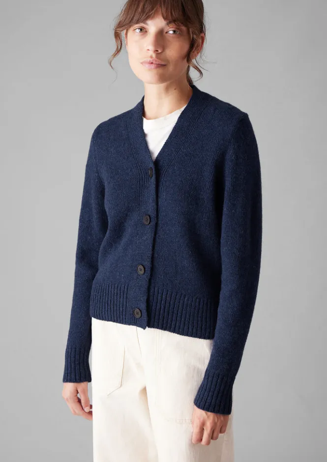 Knitwear-TOAST Kaia V-Neck Wool Cardigan NavyMelange