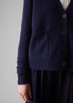 Knitwear-TOAST Kaia V-Neck Wool Cardigan NavyMelange