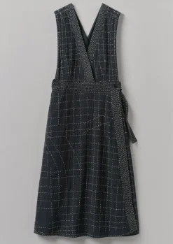 Dresses-TOAST Kantha Stitched Wrap Pinafore Dress Anthracite