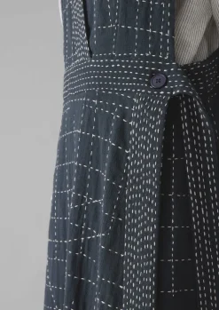 Dresses-TOAST Kantha Stitched Wrap Pinafore Dress Anthracite