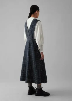 Dresses-TOAST Kantha Stitched Wrap Pinafore Dress Anthracite