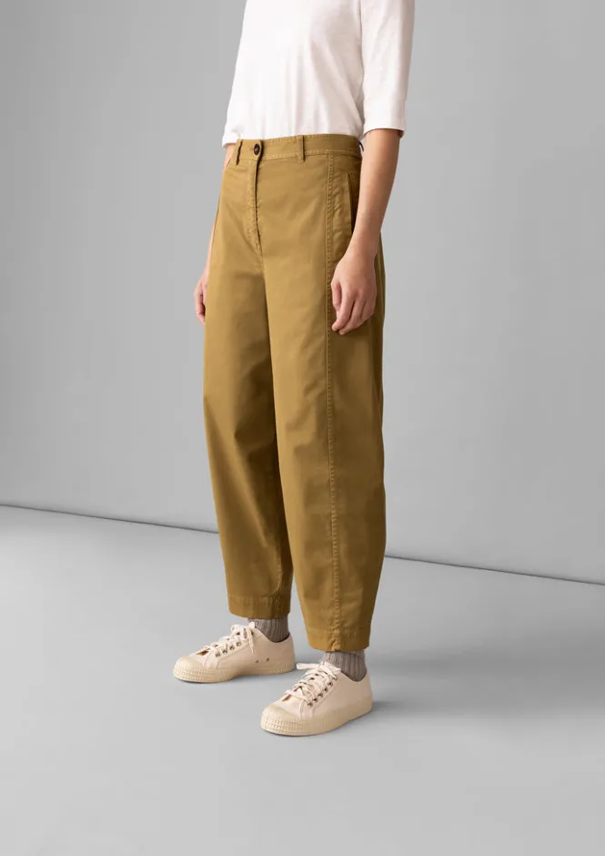 Trousers-TOAST Kathe Flat Front Cotton Twill Trousers Harvest