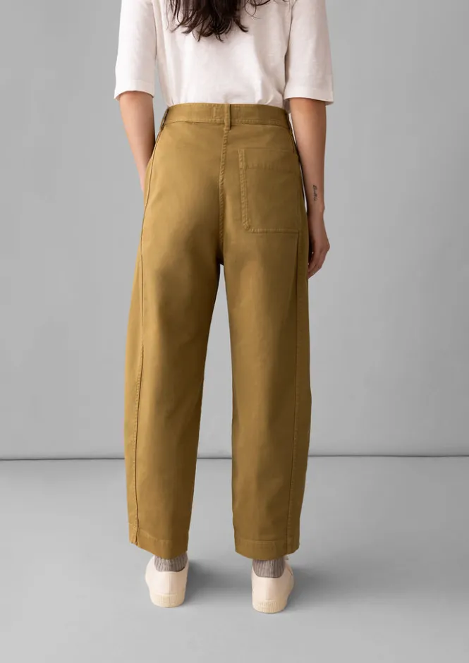 Trousers-TOAST Kathe Flat Front Cotton Twill Trousers Harvest