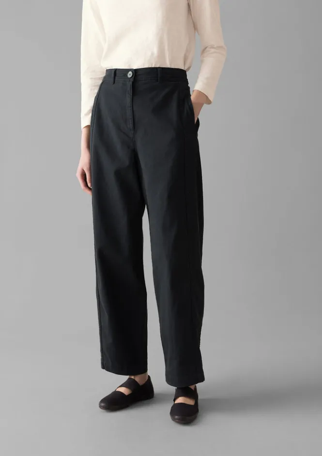 Trousers-TOAST Kathe Flat Front Cotton Twill Trousers SlateNavy