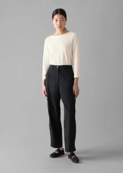 Trousers-TOAST Kathe Flat Front Cotton Twill Trousers SlateNavy