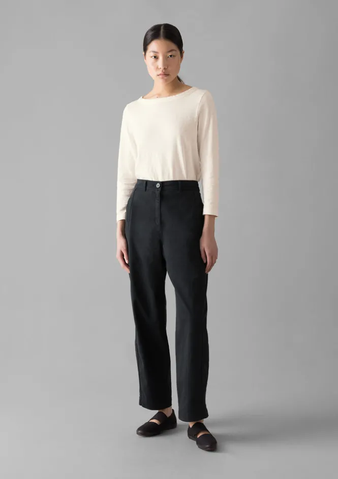 Trousers-TOAST Kathe Flat Front Cotton Twill Trousers SlateNavy