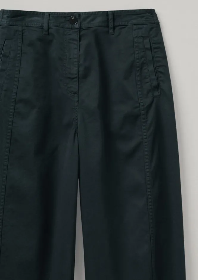 Trousers-TOAST Kathe Flat Front Cotton Twill Trousers SlateNavy