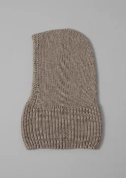 Hats, Scarves & Gloves-TOAST Knitted Cotton Merino Hood DarkPebble