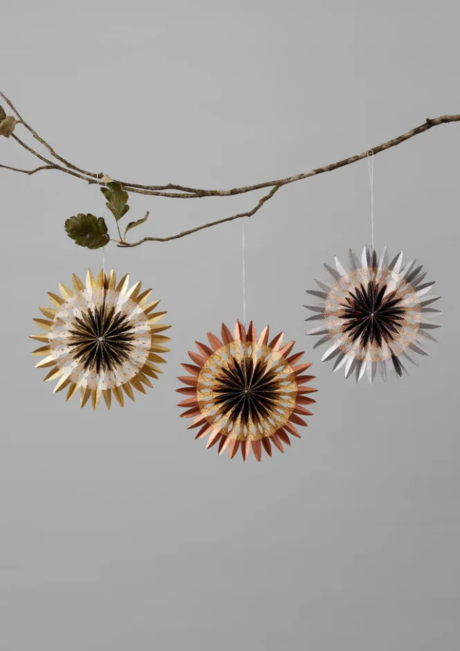 Christmas Decorations-TOAST Large Dip Dyed Lokta Paper Rosette Set Multi