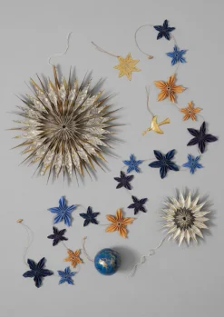 Christmas Decorations-TOAST Large Hanging Lokta Paper Star Ecru/Gold