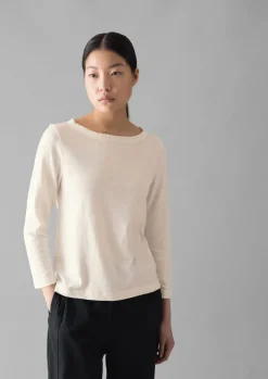 Jersey|Tops & Tees-TOAST Lia Garment Dyed Boat Neck Tee Chalk