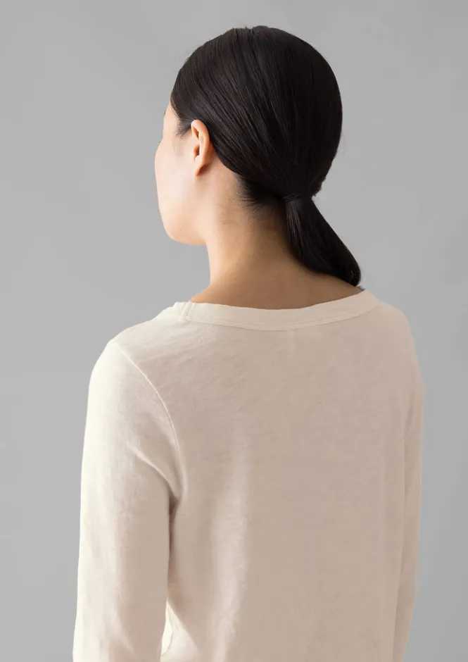 Jersey|Tops & Tees-TOAST Lia Garment Dyed Boat Neck Tee Chalk