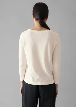 Jersey|Tops & Tees-TOAST Lia Garment Dyed Boat Neck Tee Chalk