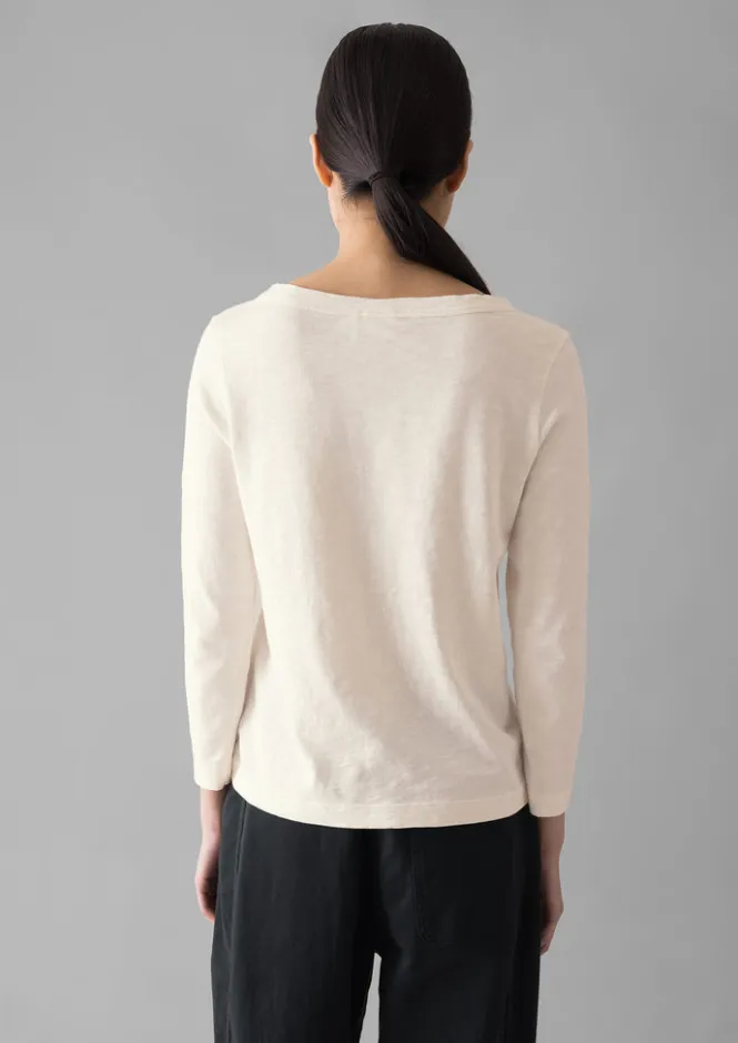Jersey|Tops & Tees-TOAST Lia Garment Dyed Boat Neck Tee Chalk
