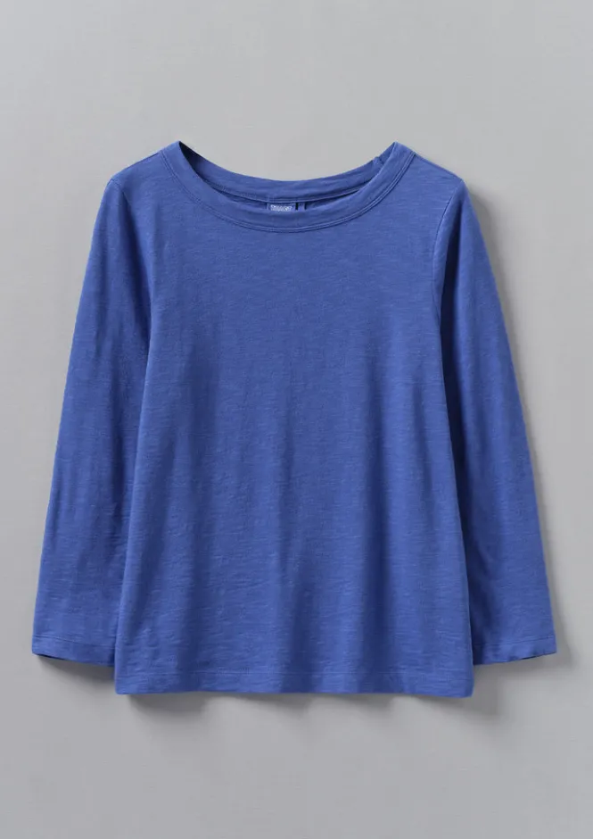 Jersey|Tops & Tees-TOAST Lia Garment Dyed Boat Neck Tee Cobalt